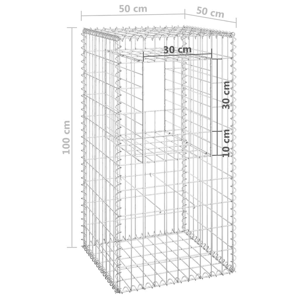 vidaXL Słupki gabionowe, 2 szt., 50x50x100 cm, żelazo