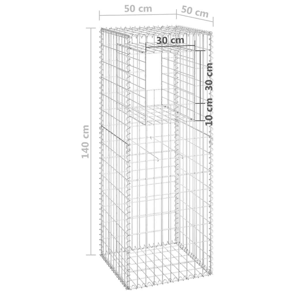 vidaXL Słupek gabionowy, 50x50x140 cm, żelazo