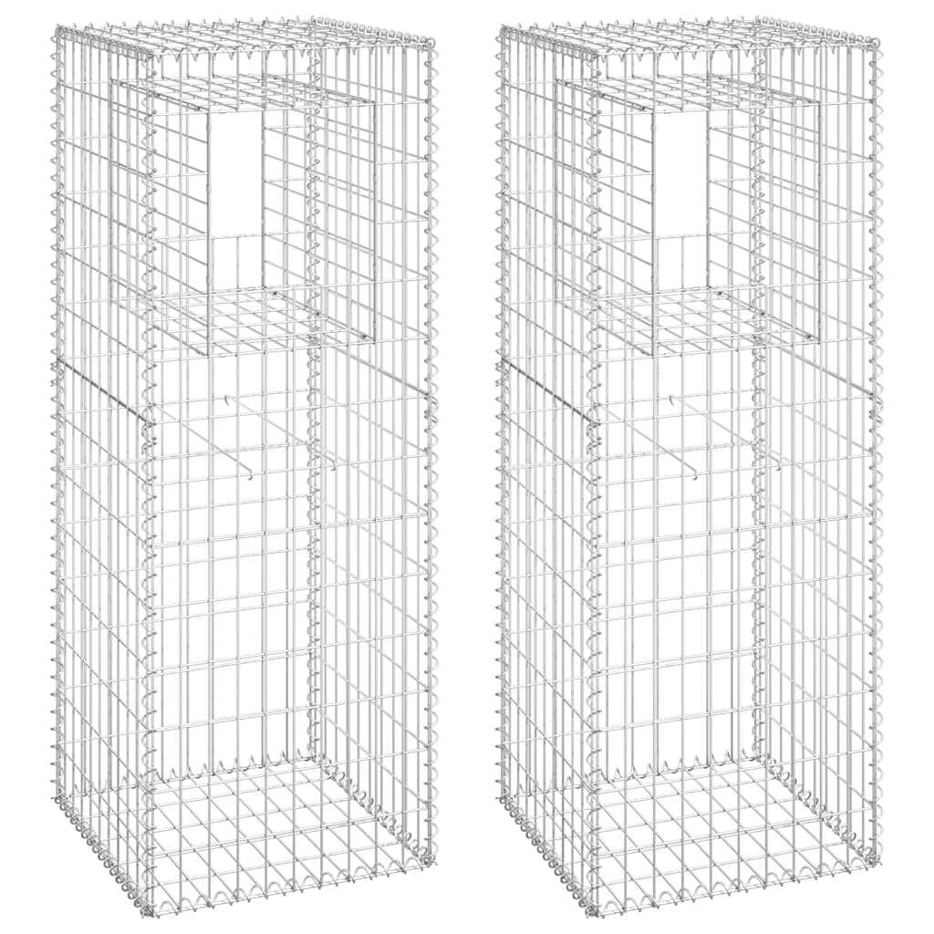 vidaXL Słupki gabionowe, 2 szt., 50x50x140 cm, żelazo