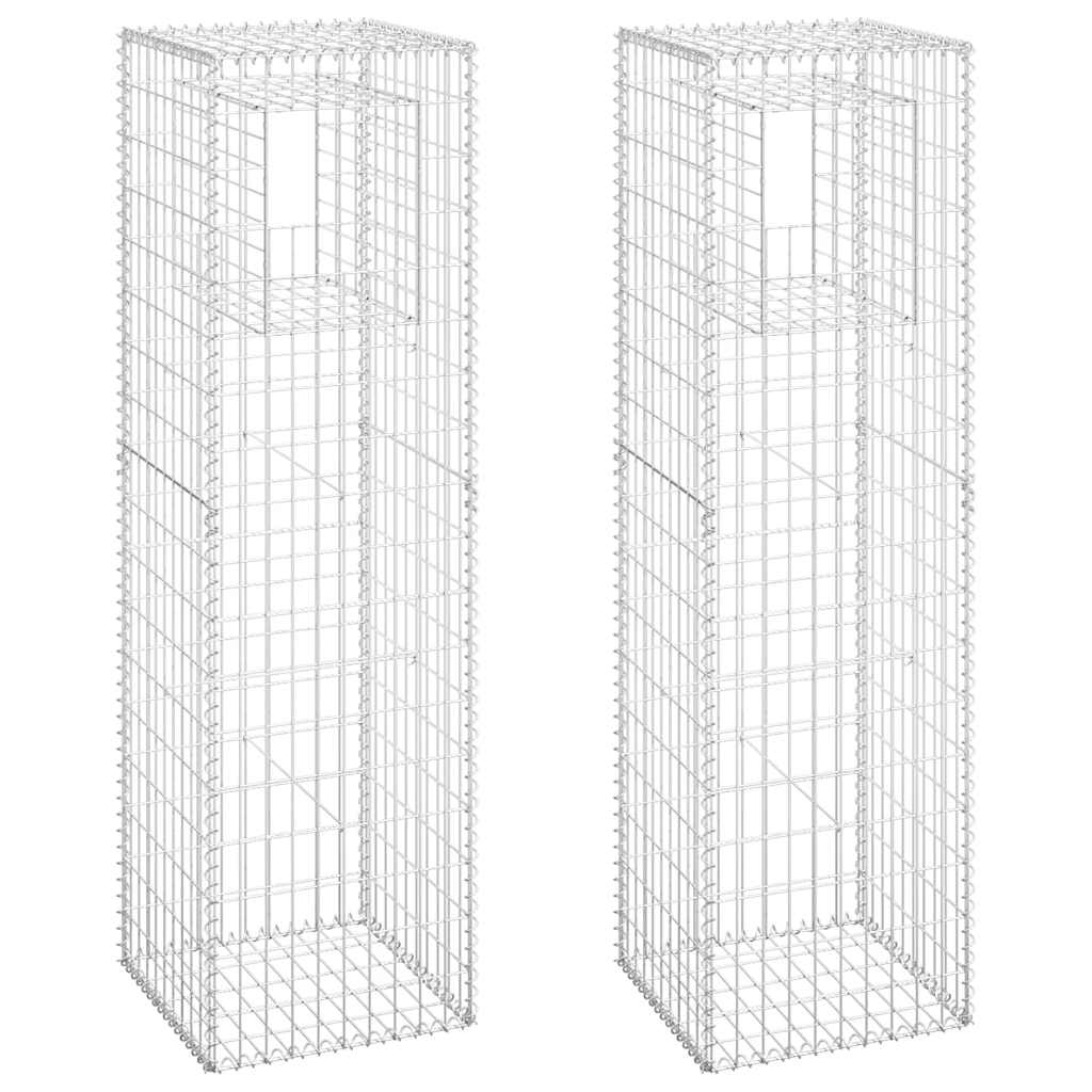vidaXL Słupki gabionowe, 2 szt., 50x50x180 cm, żelazo