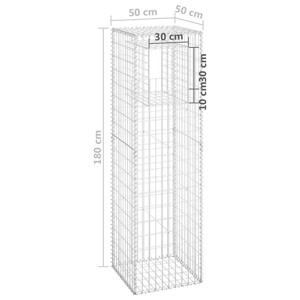 vidaXL Słupki gabionowe, 2 szt., 50x50x180 cm, żelazo