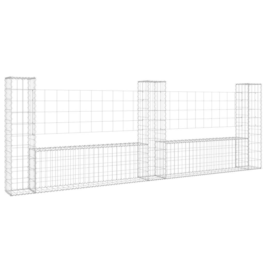 vidaXL Ogrodzenie gabionowe z 3 słupkami, żelazo, 260x20x100 cm