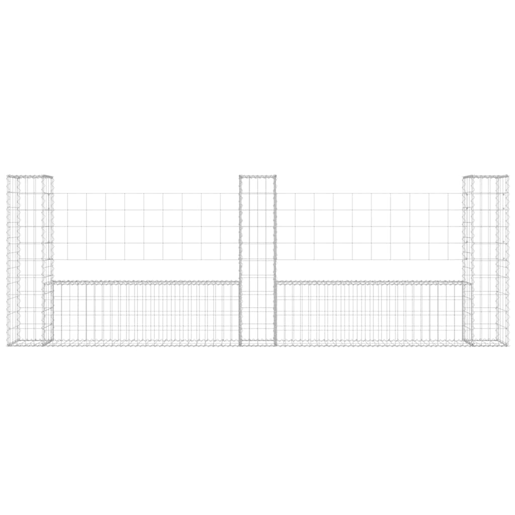 vidaXL Ogrodzenie gabionowe z 3 słupkami, żelazo, 260x20x100 cm