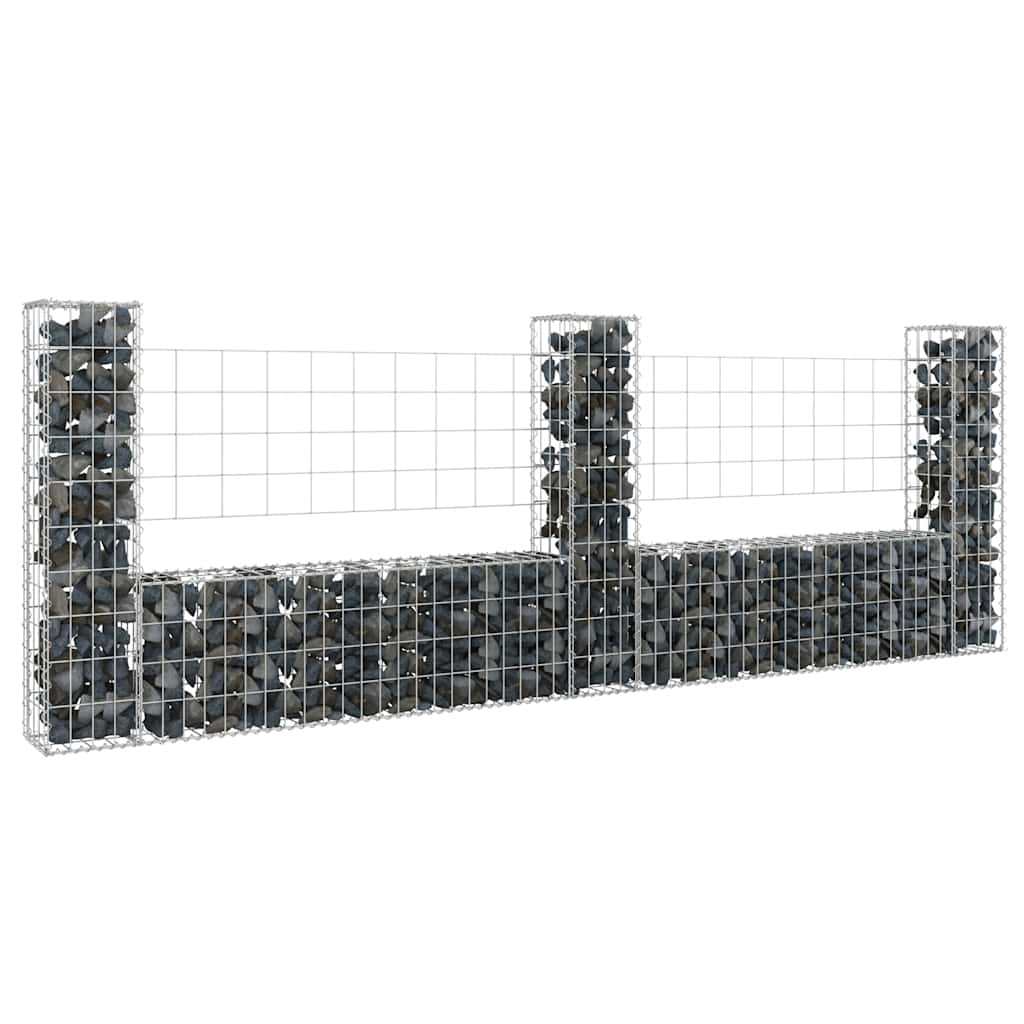 vidaXL Ogrodzenie gabionowe z 3 słupkami, żelazo, 260x20x100 cm