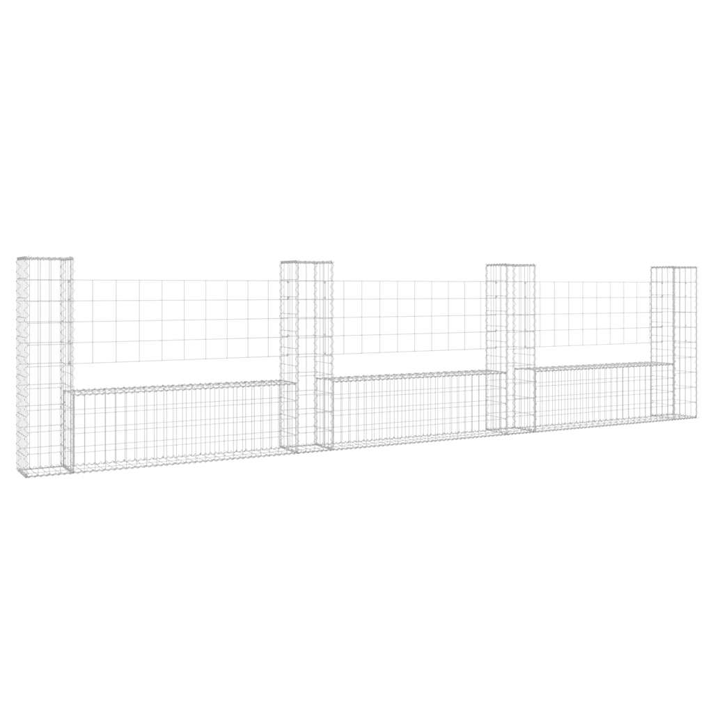 vidaXL Ogrodzenie gabionowe z 4 słupkami, żelazo, 380x20x100 cm