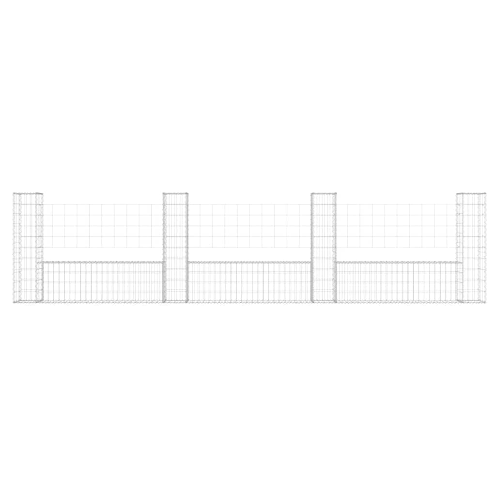 vidaXL Ogrodzenie gabionowe z 4 słupkami, żelazo, 380x20x100 cm