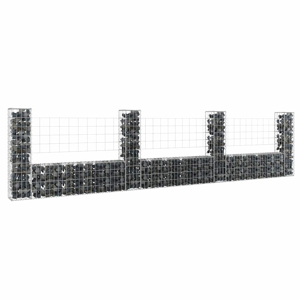 vidaXL Ogrodzenie gabionowe z 4 słupkami, żelazo, 380x20x100 cm