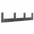 vidaXL Ogrodzenie gabionowe z 4 słupkami, żelazo, 380x20x100 cm