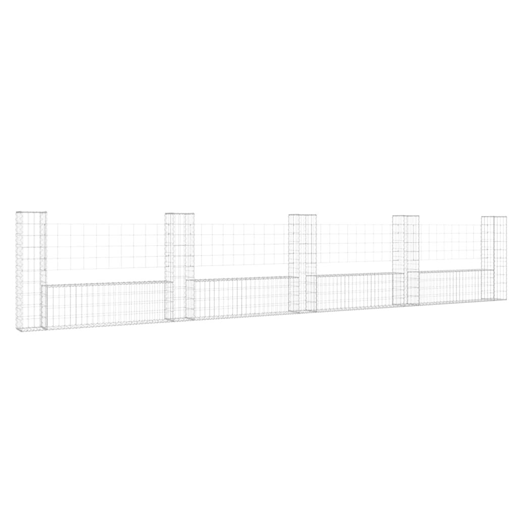 vidaXL Ogrodzenie gabionowe z 5 słupkami, żelazo, 500x20x100 cm