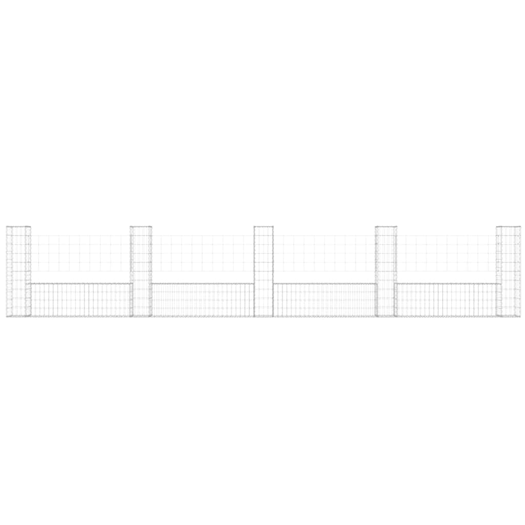 vidaXL Ogrodzenie gabionowe z 5 słupkami, żelazo, 500x20x100 cm