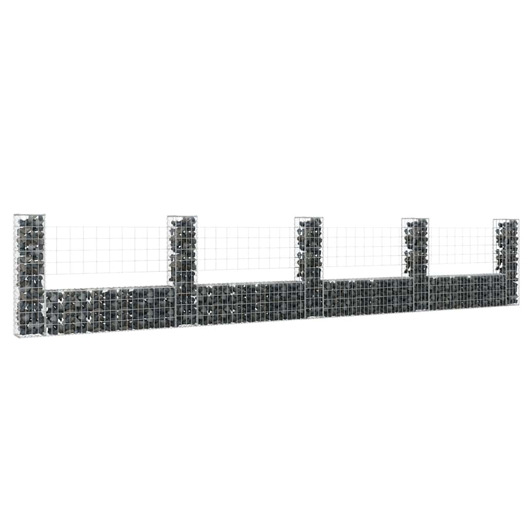 vidaXL Ogrodzenie gabionowe z 5 słupkami, żelazo, 500x20x100 cm