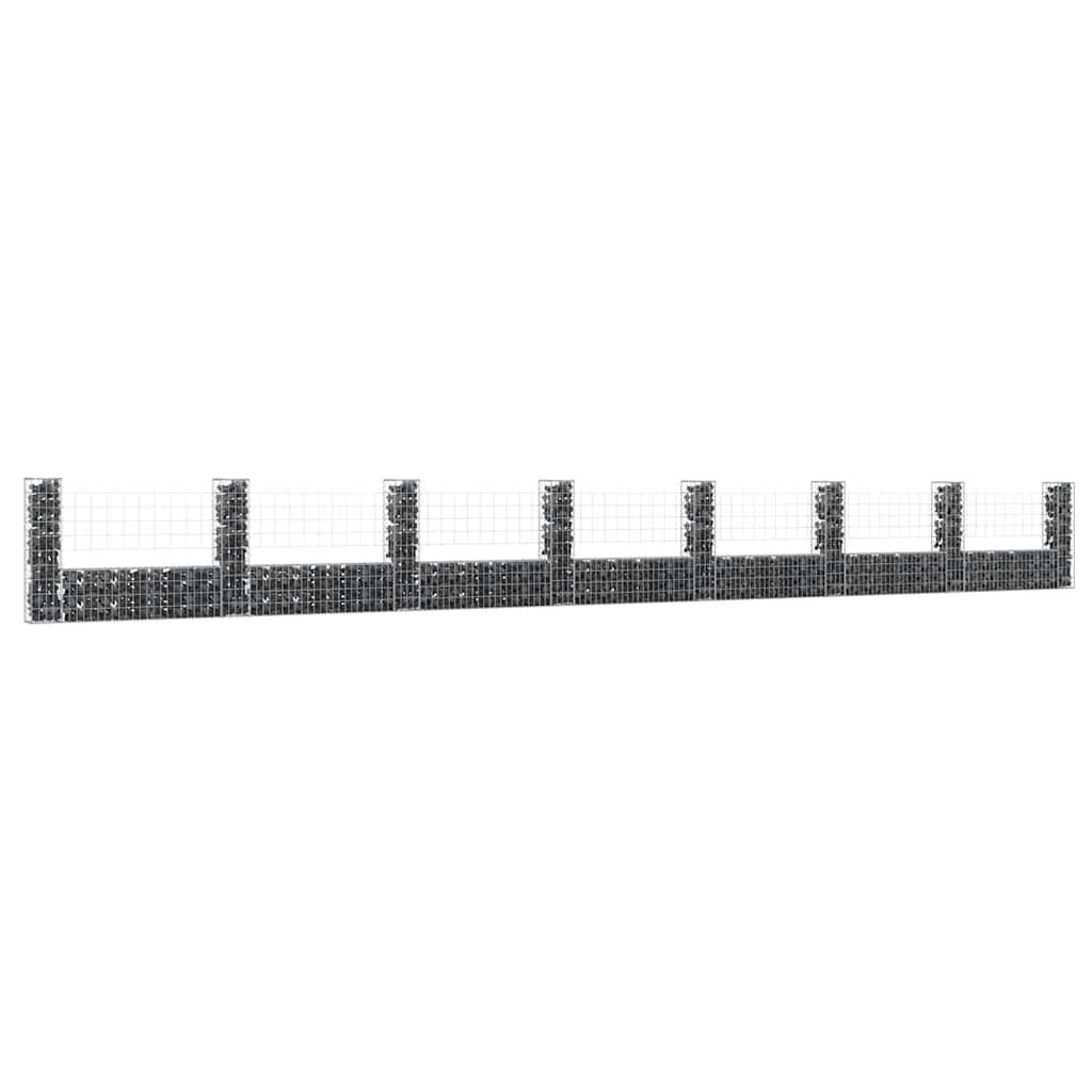 vidaXL Ogrodzenie gabionowe z 8 słupkami, żelazo, 860x20x100 cm