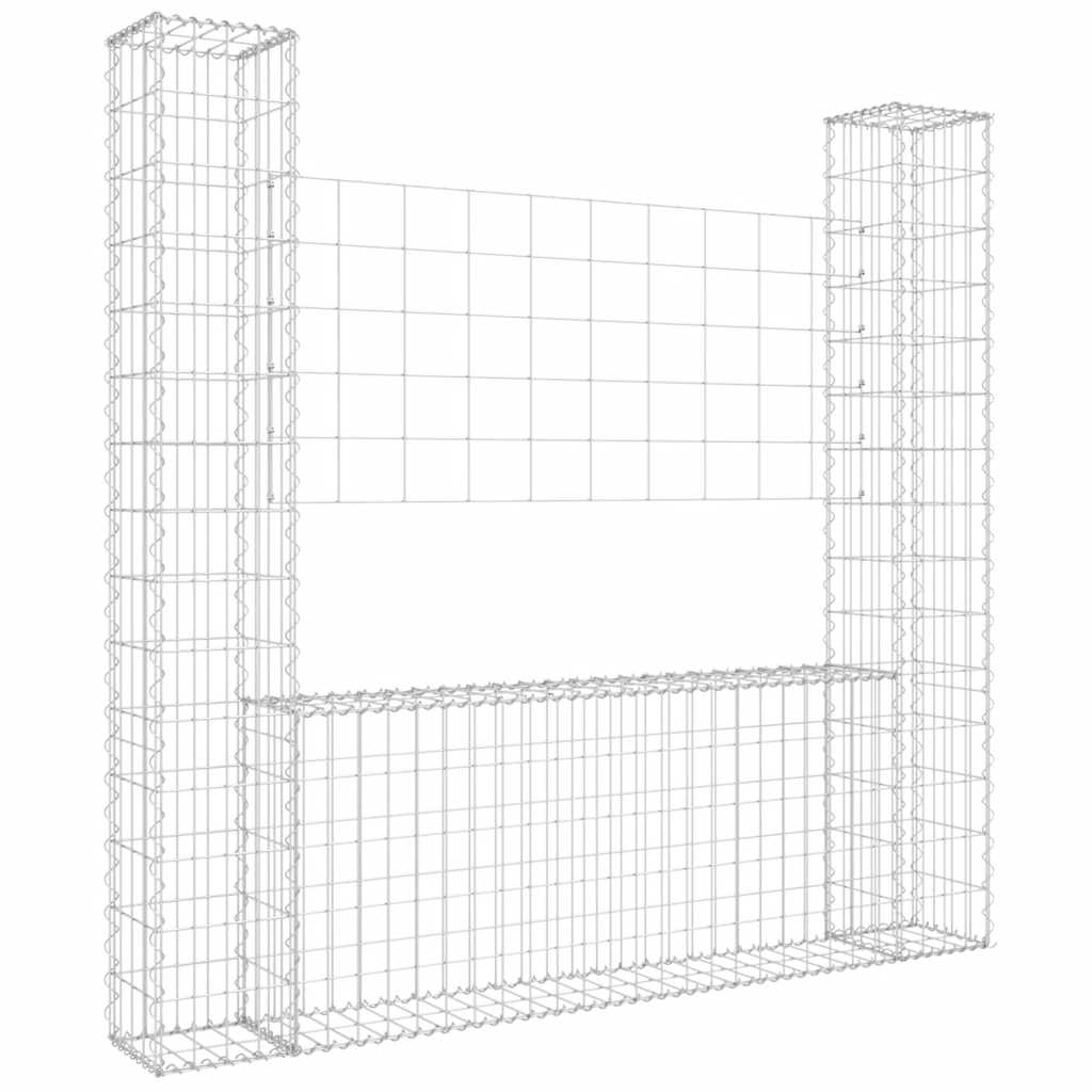 vidaXL Ogrodzenie gabionowe z 2 słupkami, żelazo, 140x20x150 cm