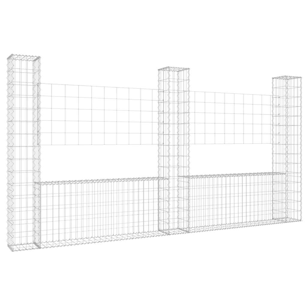 vidaXL 3 słupki gabionowe U-kształtne, 260x20x150 cm, żelazne