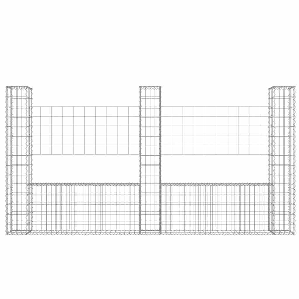 vidaXL 3 słupki gabionowe U-kształtne, 260x20x150 cm, żelazne