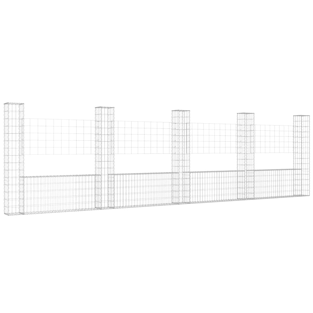 vidaXL 5 słupków gabionowych U-kształtnych, 500x20x150 cm, żelaznych