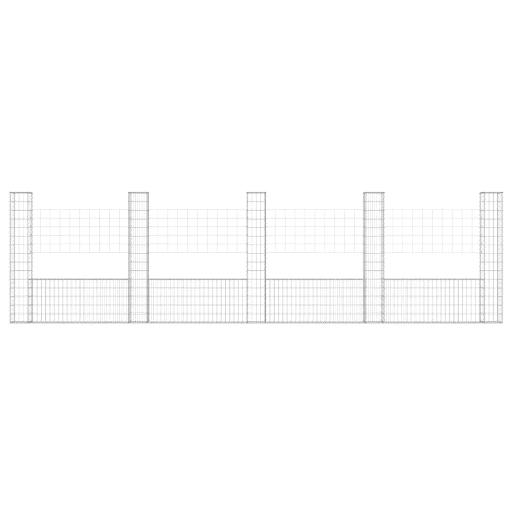 vidaXL 5 słupków gabionowych U-kształtnych, 500x20x150 cm, żelaznych