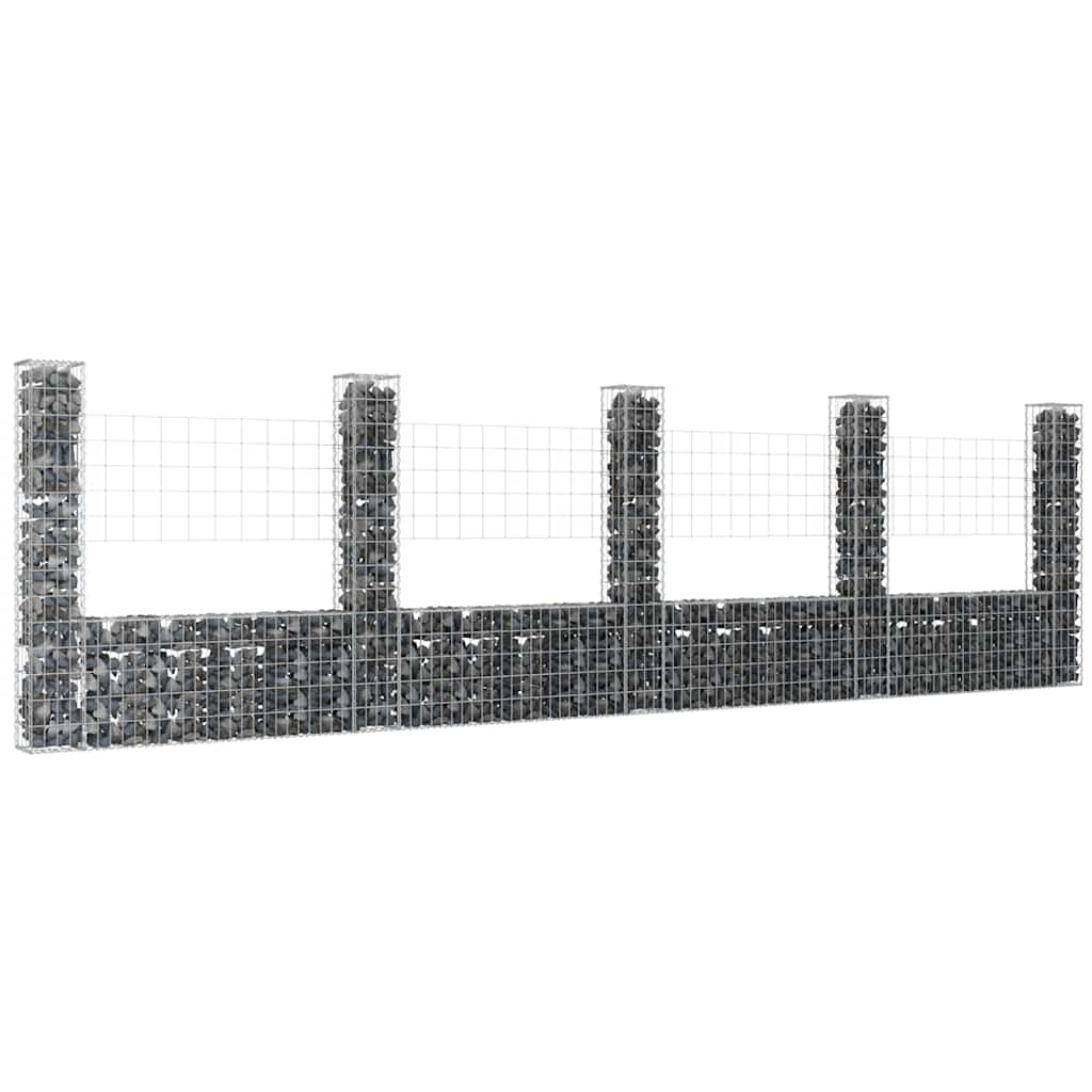 vidaXL 5 słupków gabionowych U-kształtnych, 500x20x150 cm, żelaznych