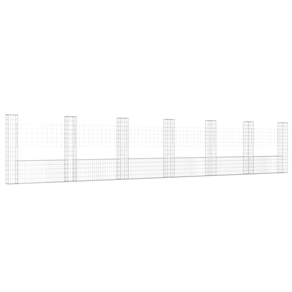 vidaXL Ogrodzenie gabionowe z 7 słupkami, żelazo, 740x20x150 cm