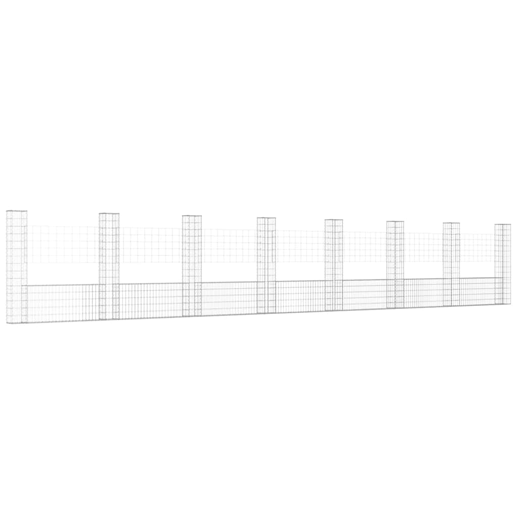 vidaXL Ogrodzenie gabionowe z 8 słupkami, żelazo, 860x20x150 cm