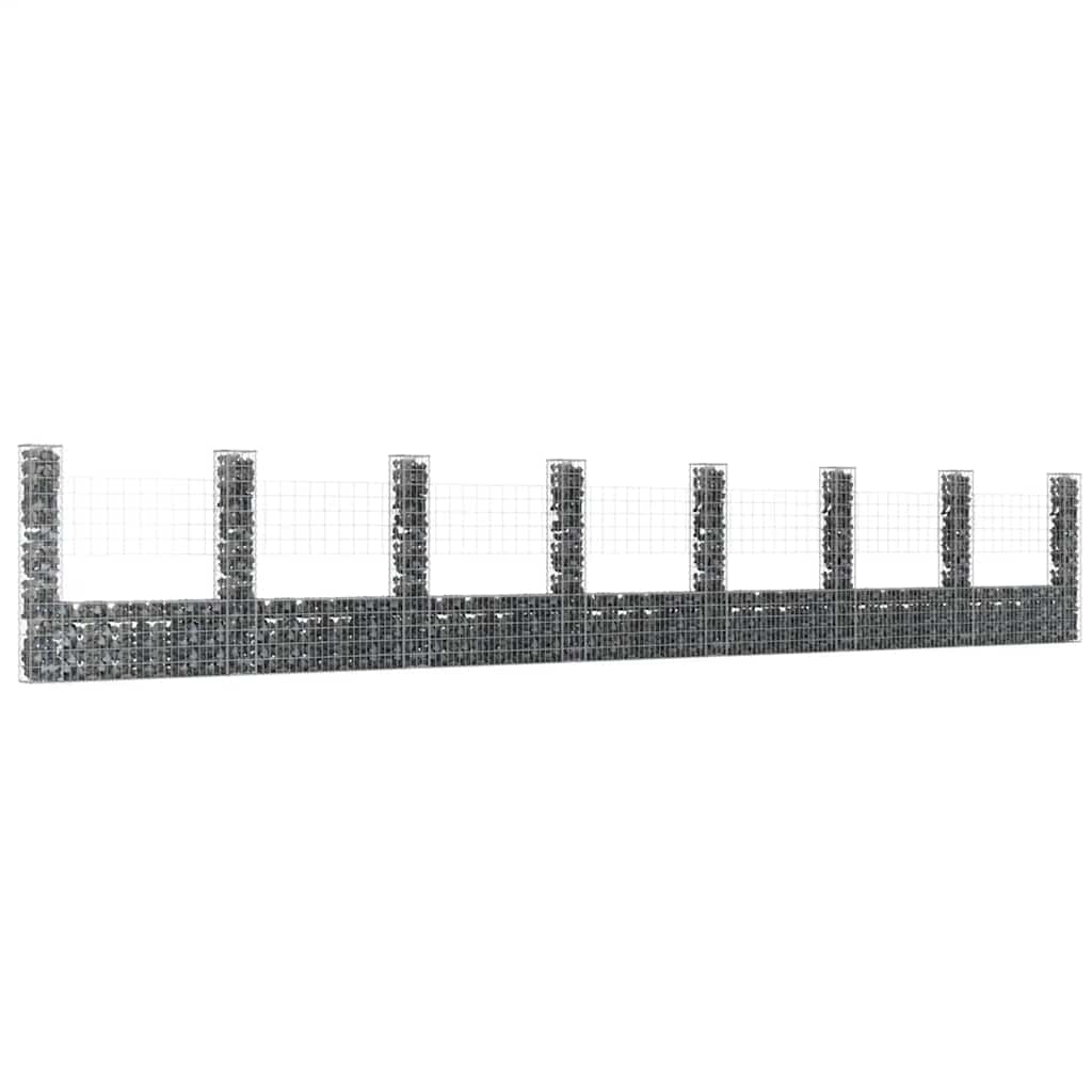 vidaXL Ogrodzenie gabionowe z 8 słupkami, żelazo, 860x20x150 cm
