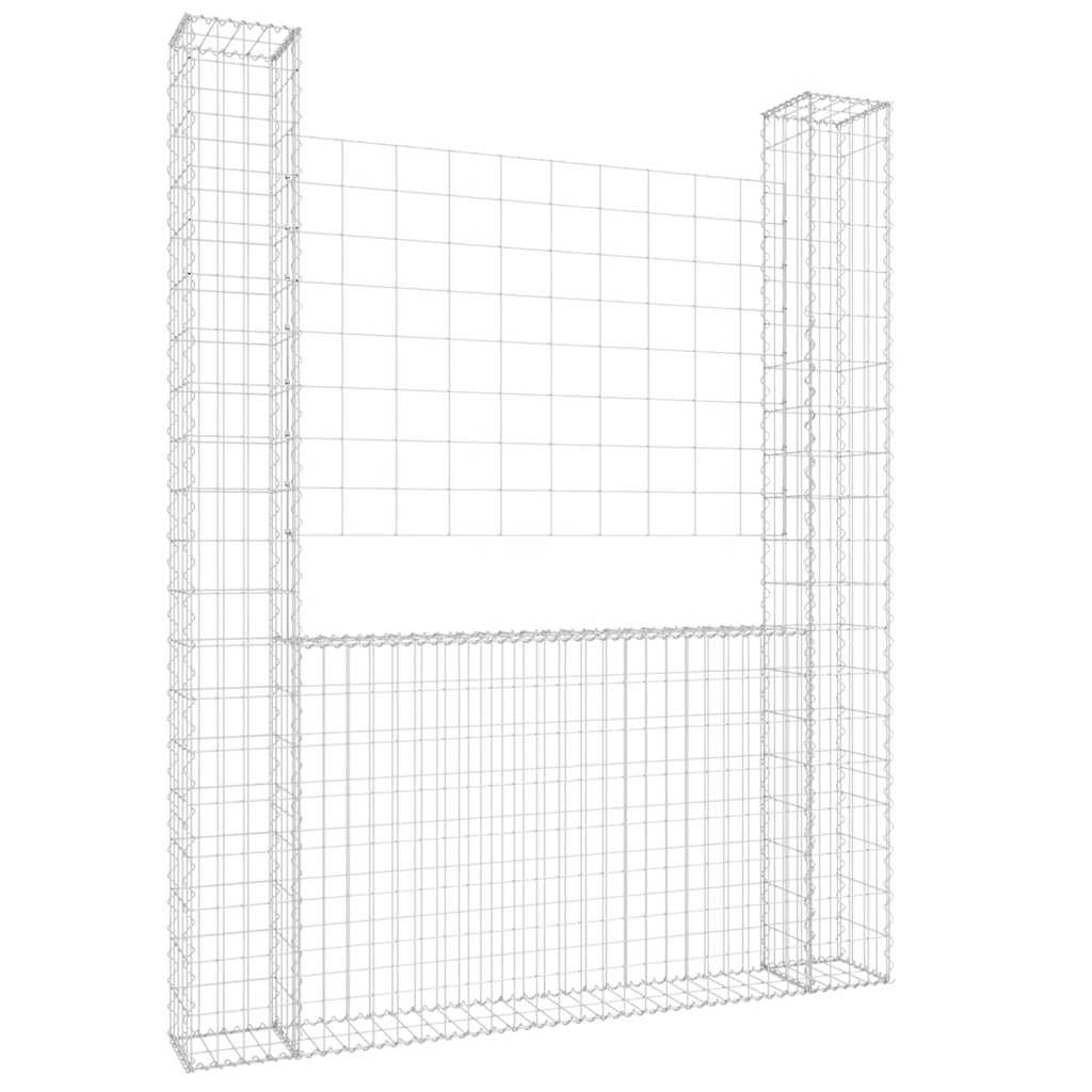 vidaXL Ogrodzenie gabionowe z 2 słupkami, żelazo, 140x20x200 cm