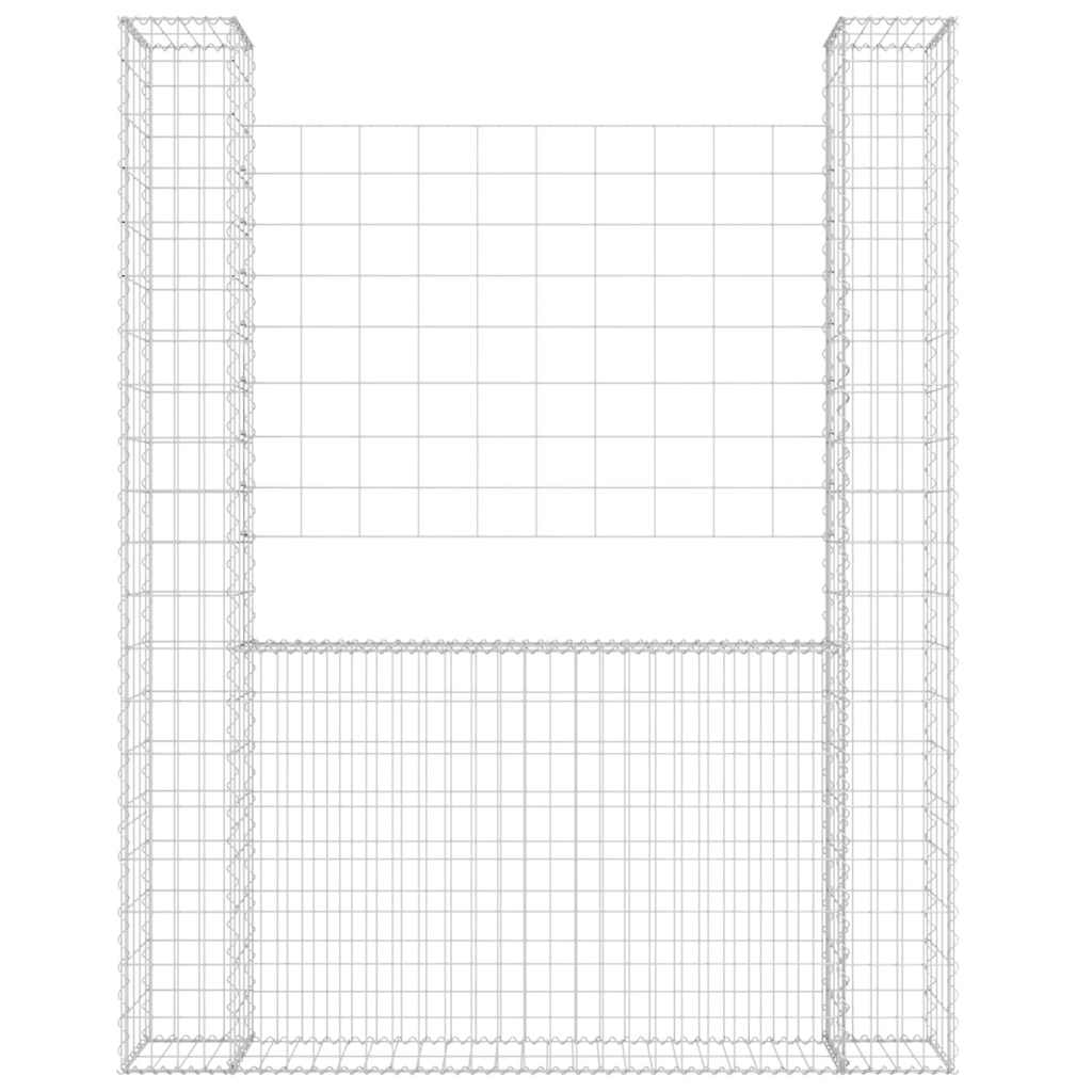 vidaXL Ogrodzenie gabionowe z 2 słupkami, żelazo, 140x20x200 cm