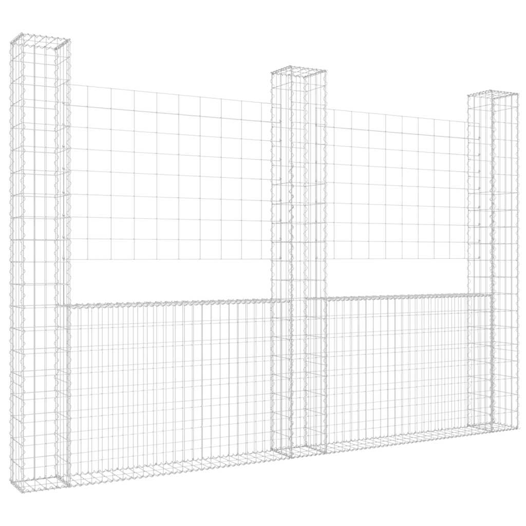 vidaXL Ogrodzenie gabionowe z 3 słupkami, żelazo, 260x20x200 cm