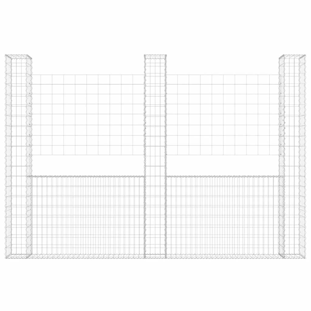 vidaXL Ogrodzenie gabionowe z 3 słupkami, żelazo, 260x20x200 cm