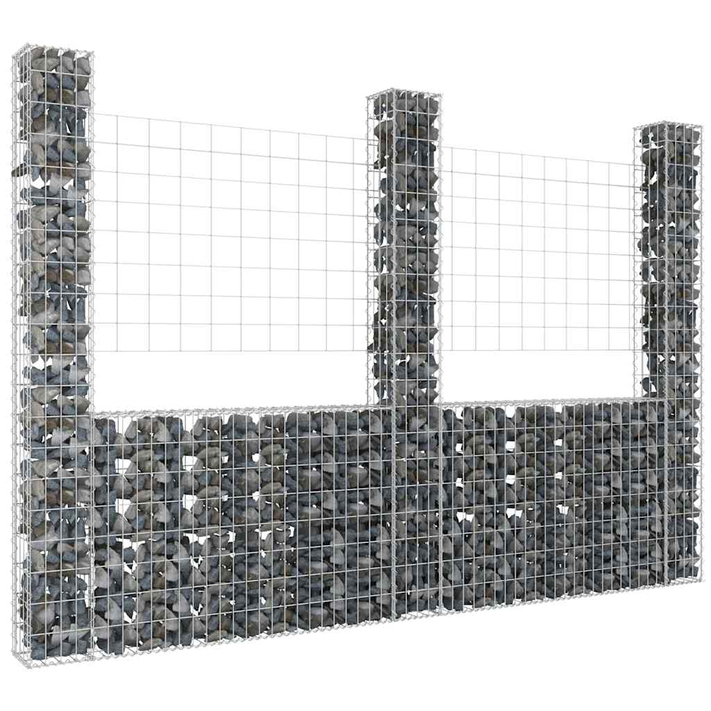 vidaXL Ogrodzenie gabionowe z 3 słupkami, żelazo, 260x20x200 cm