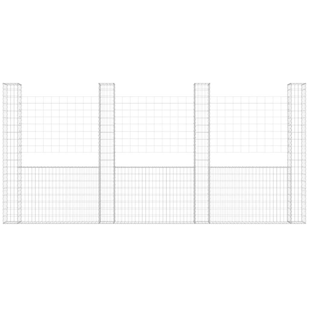 vidaXL Ogrodzenie gabionowe z 5 słupkami, żelazo, 500x20x200 cm