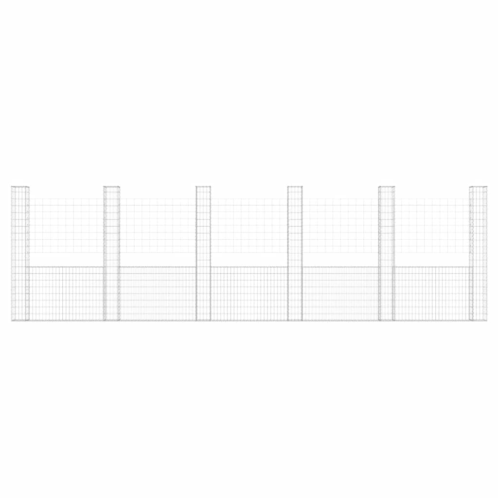vidaXL Ogrodzenie gabionowe z 6 słupkami, żelazo, 620x20x200 cm