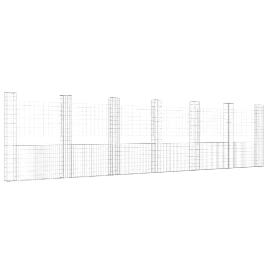 vidaXL Ogrodzenie gabionowe z 7 słupkami, żelazo, 740x20x200 cm