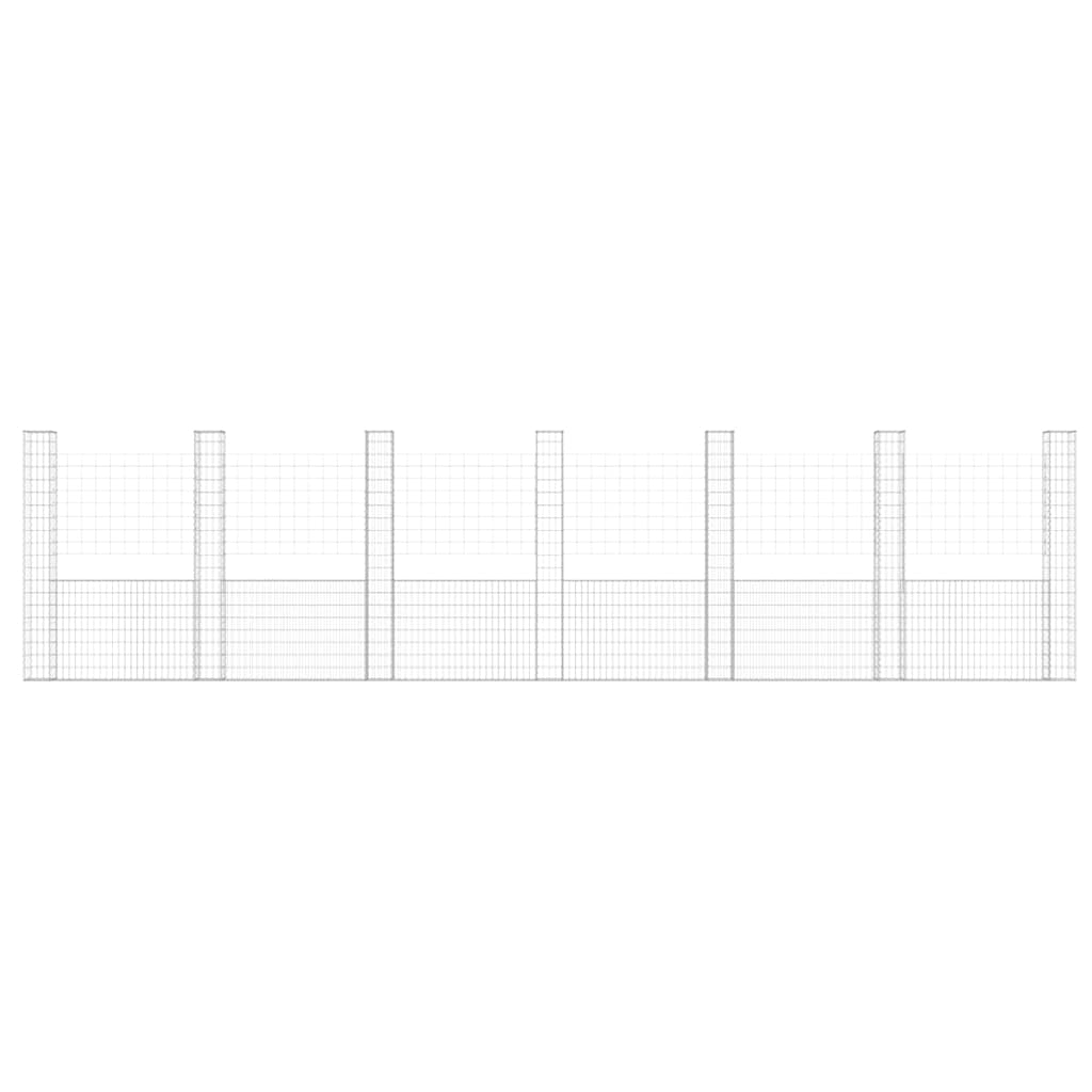 vidaXL Ogrodzenie gabionowe z 7 słupkami, żelazo, 740x20x200 cm