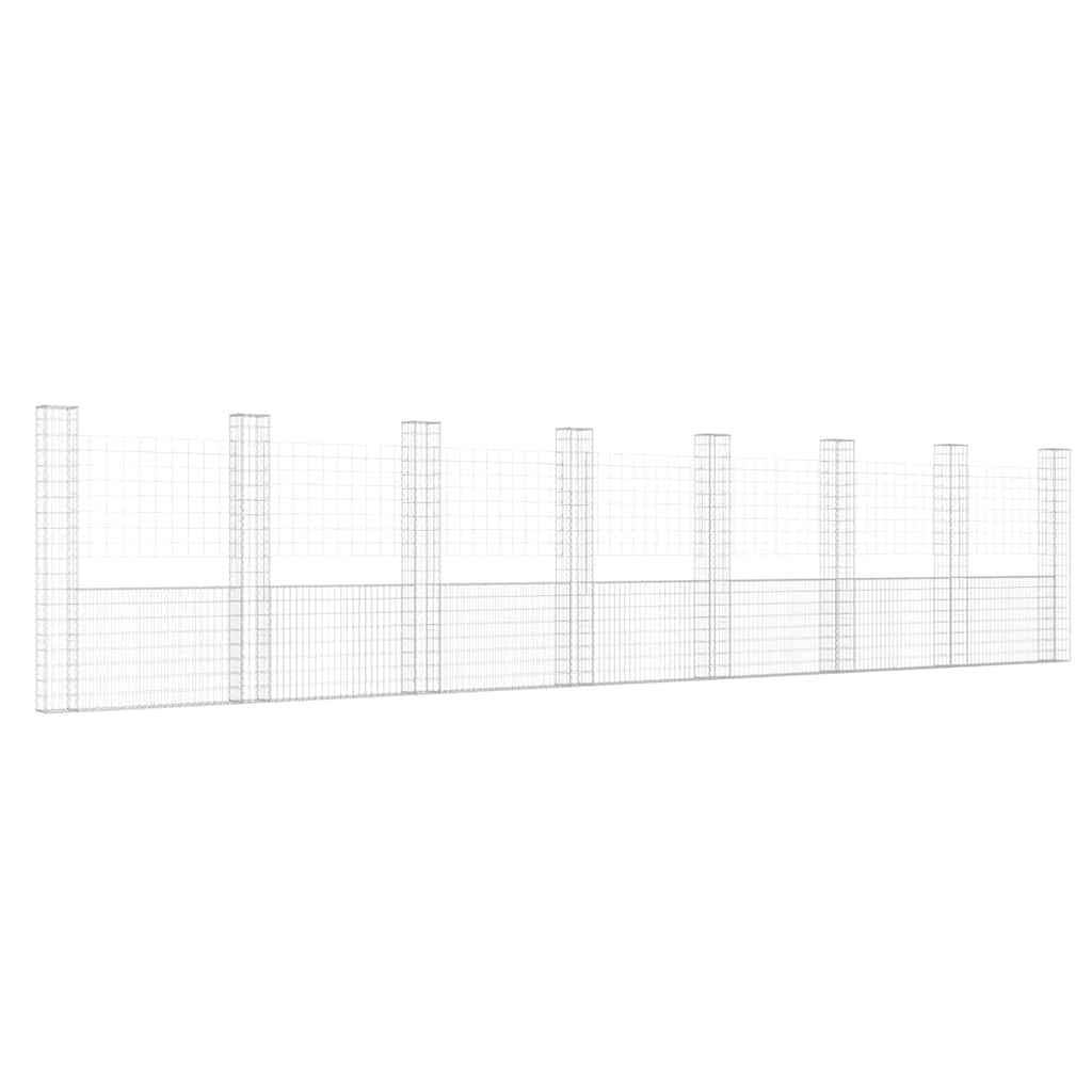 vidaXL Ogrodzenie gabionowe z 8 słupkami, żelazo, 860x20x200 cm