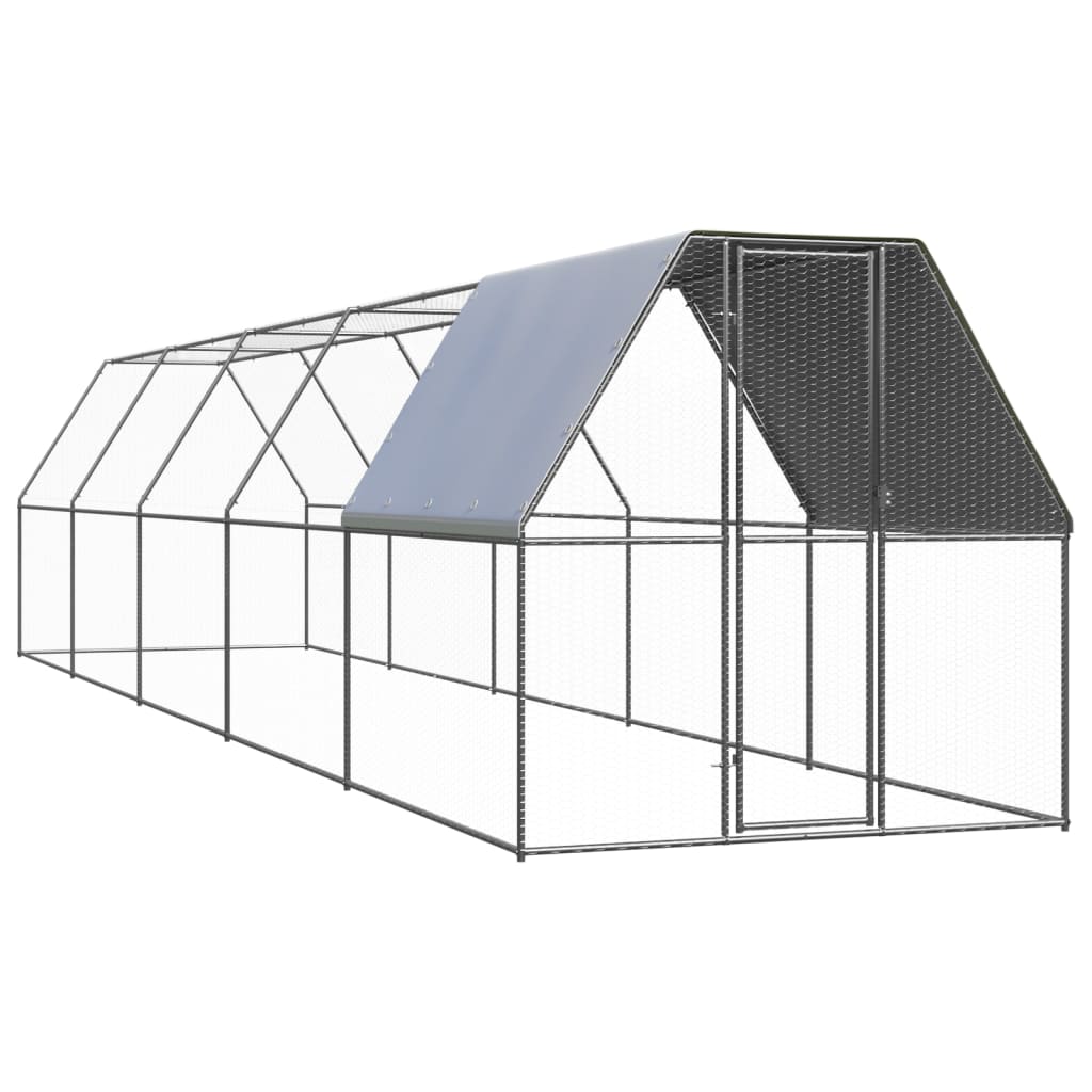 vidaXL Klatka zewnętrzna dla kurcząt, 2x10x2 m, stal galwanizowana