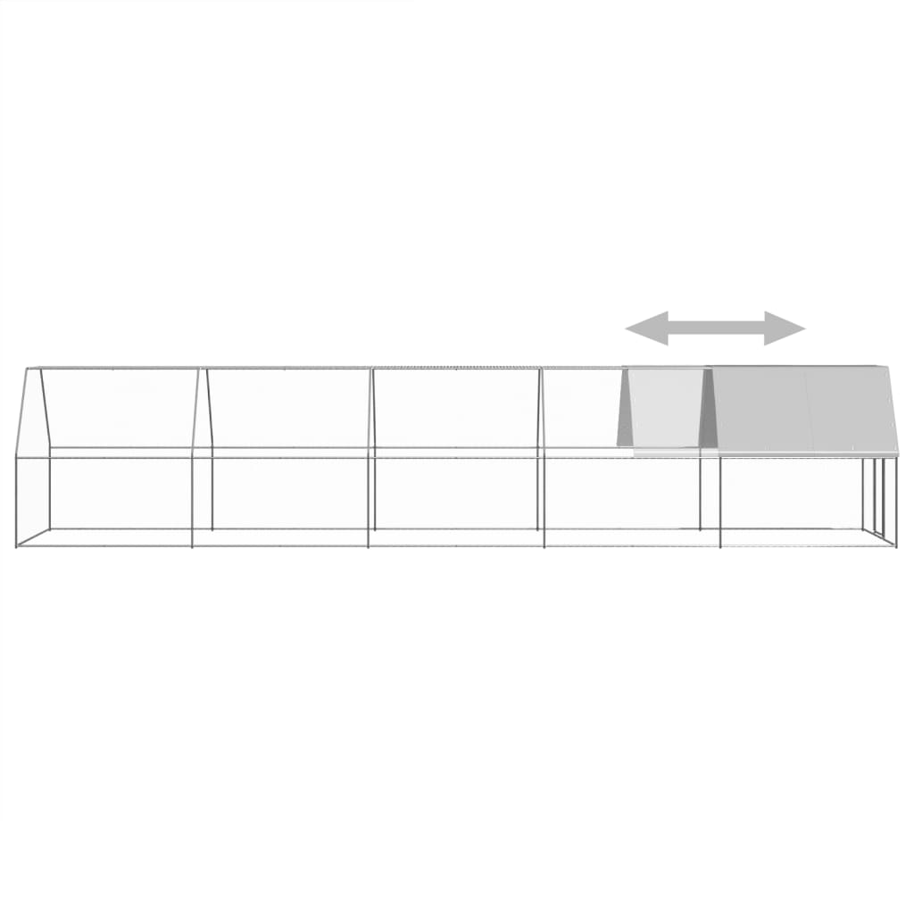 vidaXL Klatka zewnętrzna dla kurcząt, 2x10x2 m, stal galwanizowana