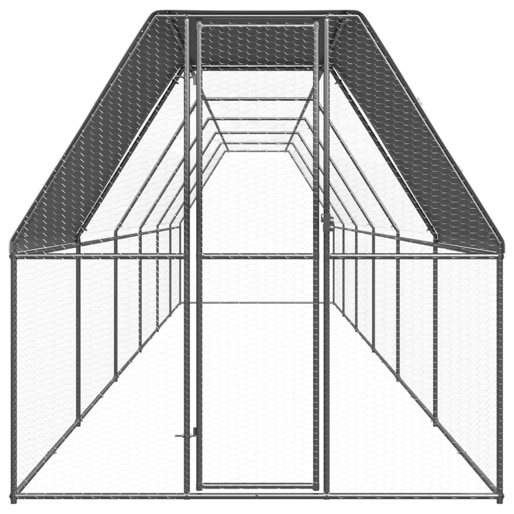 vidaXL Klatka zewnętrzna dla kurcząt, 2x12x2 m, stal galwanizowana