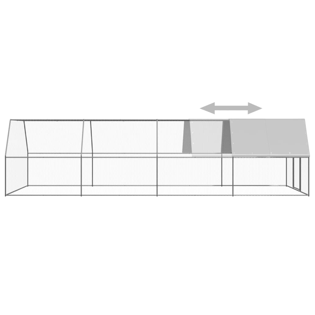 vidaXL Klatka zewnętrzna dla kurcząt, 3x8x2 m, stal galwanizowana