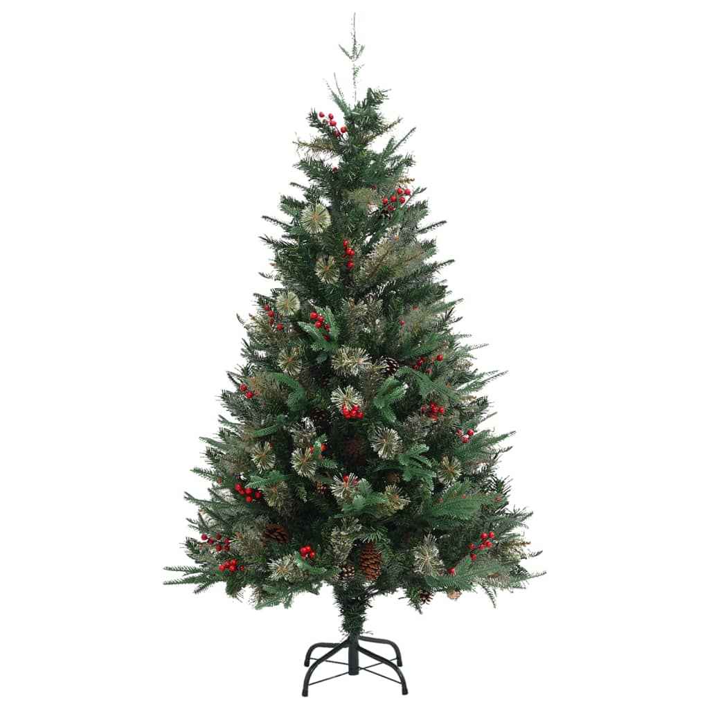 vidaXL Choinka z szyszkami, zielona, 150 cm, PVC i PE