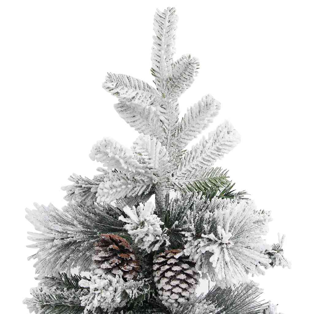 vidaXL Choinka flokowana śniegiem z szyszkami, 195 cm, PVC i PE