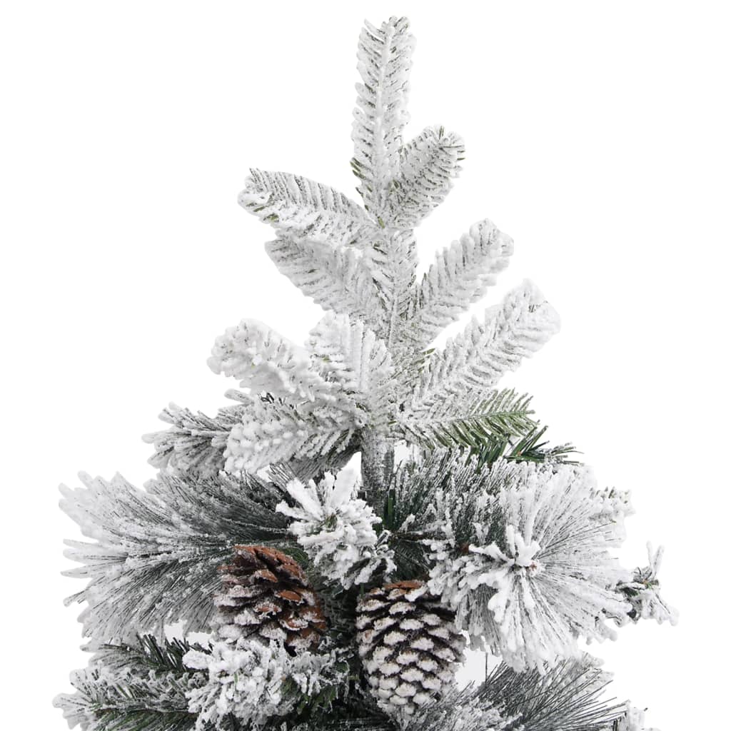 vidaXL Choinka flokowana śniegiem z szyszkami, 225 cm, PVC i PE