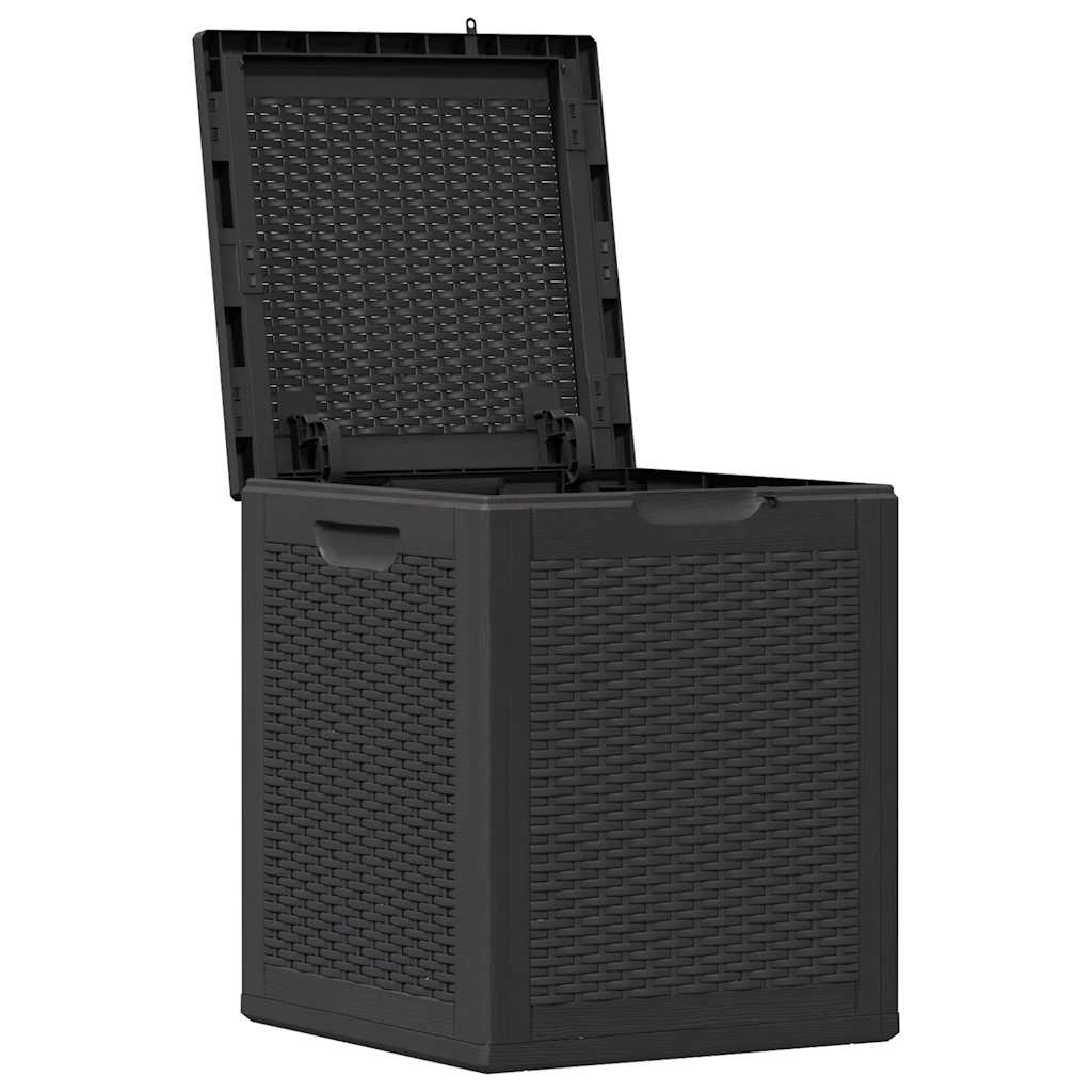 vidaXL Skrzynia ogrodowa, 90 L, czarna, rattan PP