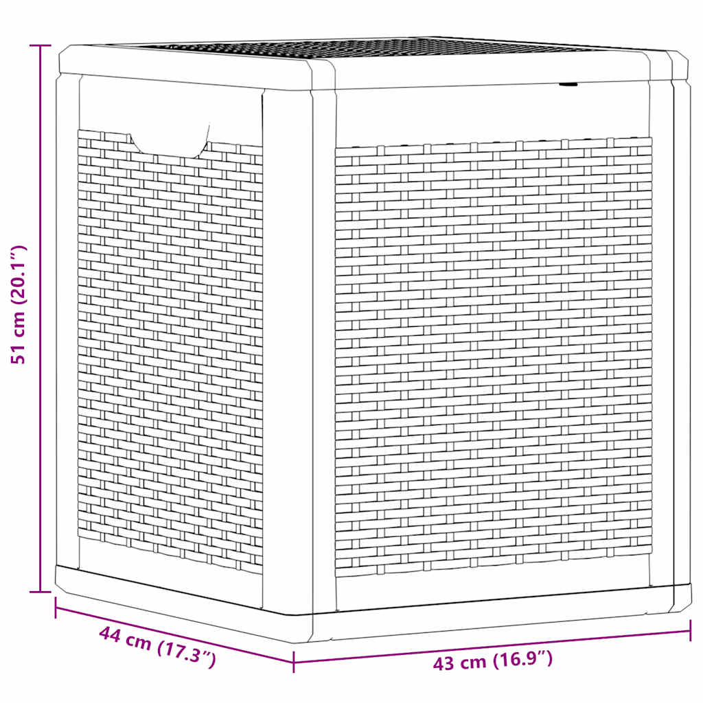vidaXL Skrzynia ogrodowa, 90 L, czarna, rattan PP