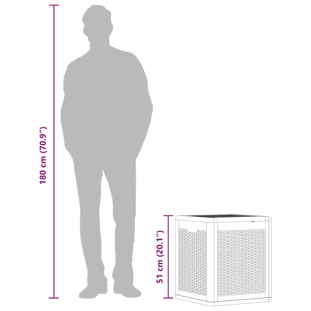 vidaXL Skrzynia ogrodowa, 90 L, czarna, rattan PP