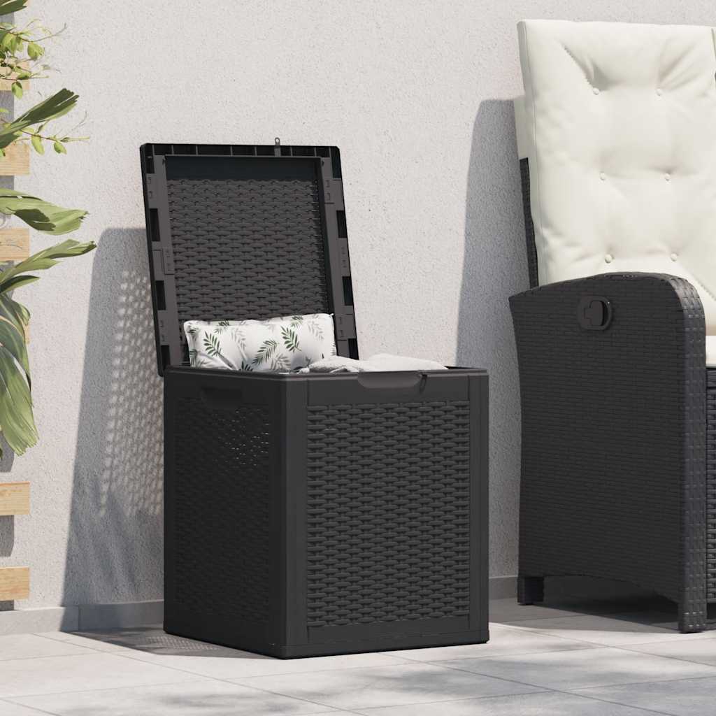 vidaXL Skrzynia ogrodowa, 90 L, czarna, rattan PP