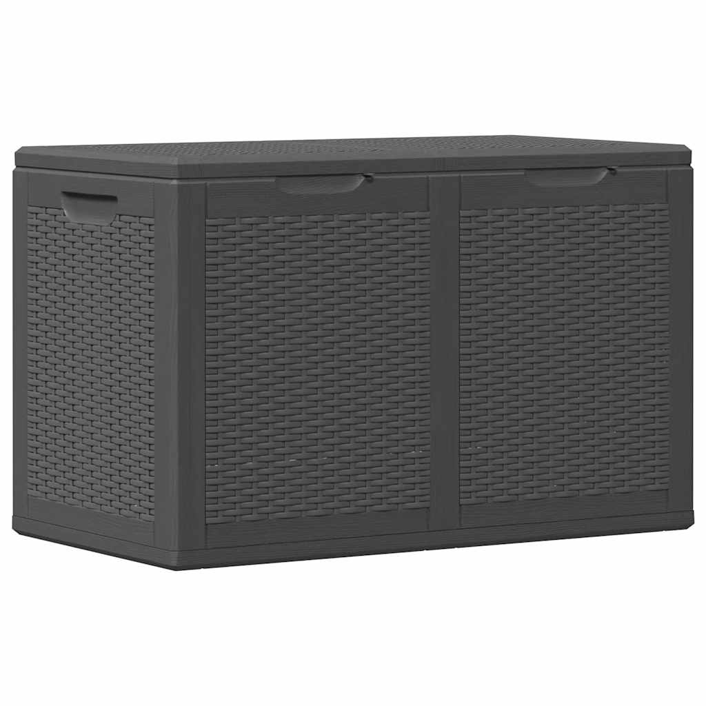 vidaXL Skrzynia ogrodowa, 180 L, czarna, rattan PP
