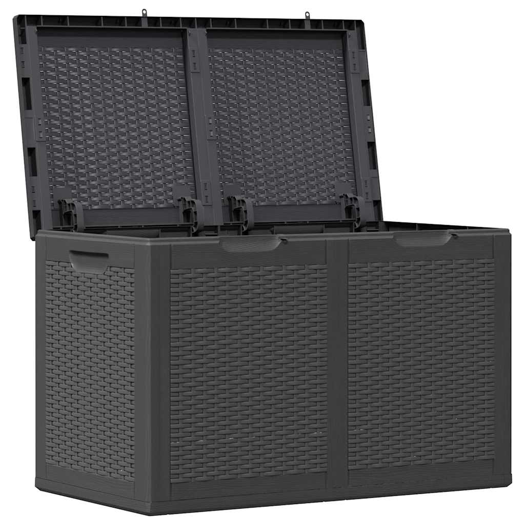 vidaXL Skrzynia ogrodowa, 180 L, czarna, rattan PP