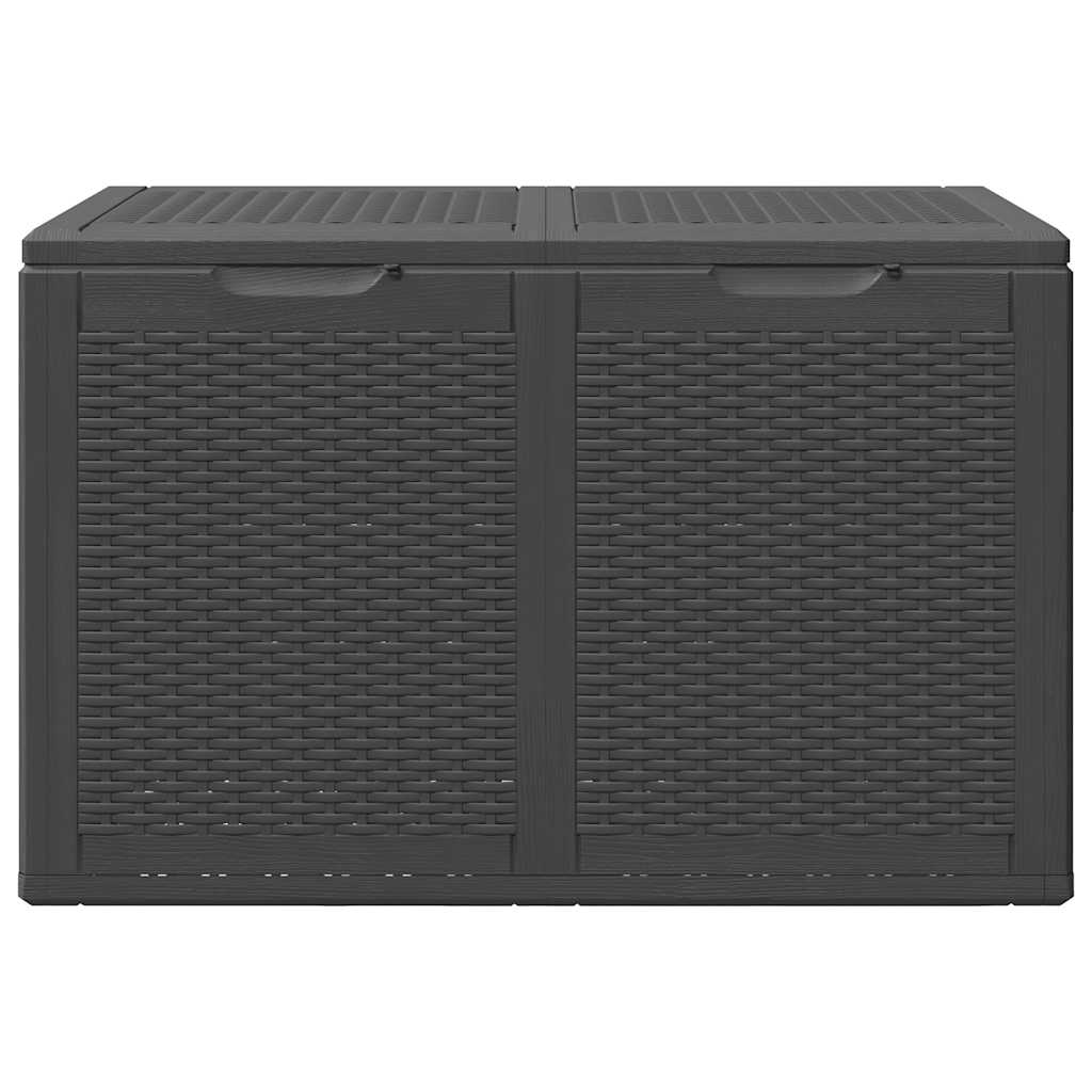 vidaXL Skrzynia ogrodowa, 180 L, czarna, rattan PP