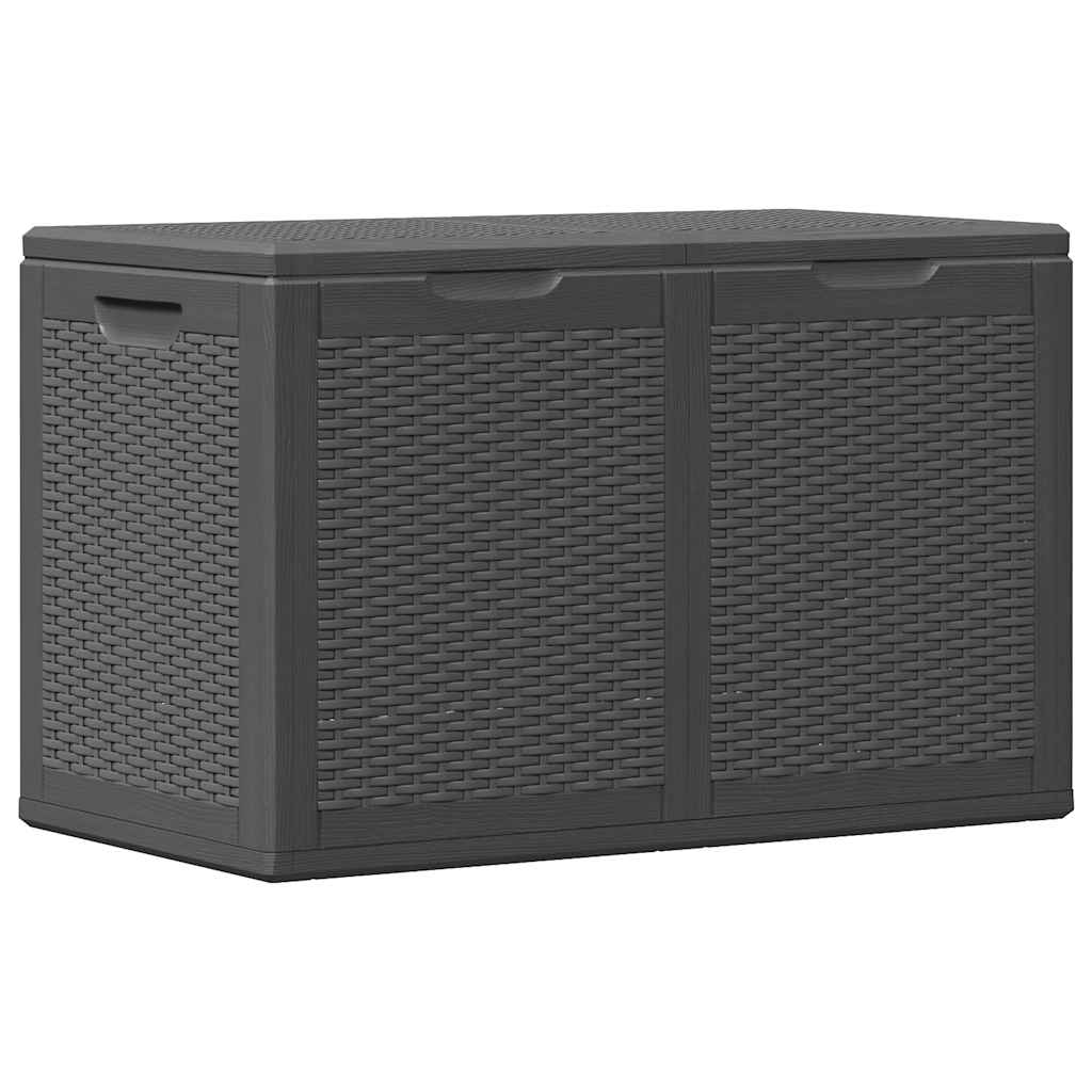 vidaXL Skrzynia ogrodowa, 180 L, czarna, rattan PP